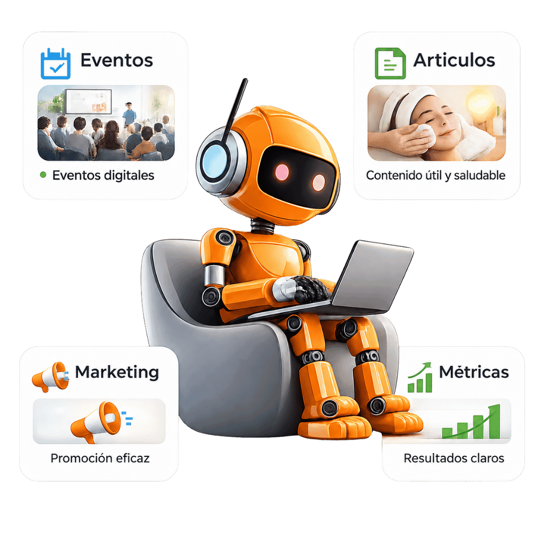 Inteligencia artificial trabajando en eventos y artículos